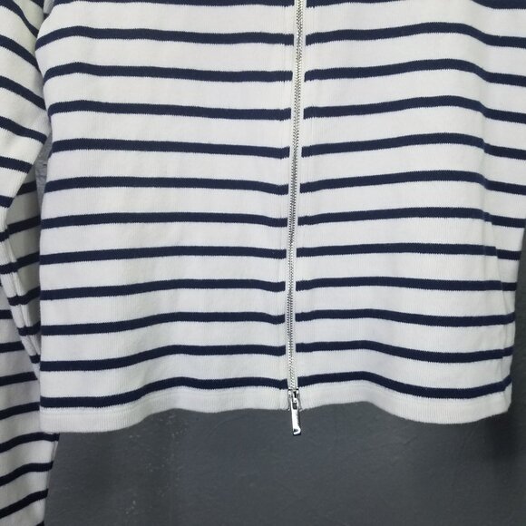 Madewell Grill Sweater Women's L Ribbed Zip-Front Long Sleeve Nautical Stripe - Picture 6 of 16